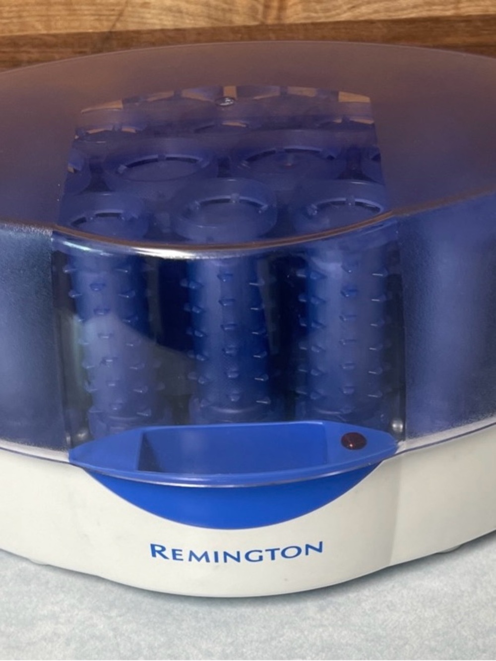 Remington Blue and White Hot Roller Set with Clear Blue Lid